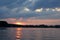 lake Mazury Poland sunset on the lake with orange sky cloudy