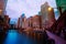 Lake Michigan with bridge and skyscrapers, Chicago