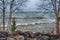 Lake Michigan`s Rocky Shoreline in Door County, WI