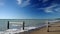 Lake Michigan shore with beach and fences