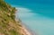 Lake Michigan Shoreline on Sunny Summer Day From High Bluff