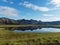 Lake with mirrored mountains Iceland