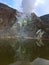 Lake of Mount Papandayan and its burning sulfur crater, Java Indonesia