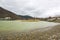 Lake and mountain in cloudy weather