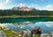 Lake with mountain forest landscape, Lago di Carezza