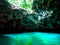 Lake in a mountain gorge in the cave in the tropical jungle of the Philippines