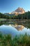 Lake mountain landcape with Alps peak reflection, Lago Antorno,