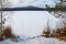 Lake and mountain Sugomak in winter, southern Ural, Russia