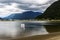 Lake with mountains in the background in Harrison Hot Springs,