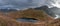 lake among the Mountains on the beach of Kvalvika view from Mount Ryten in fall time Lofoten, Norway