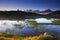 Lake and mountains at dawn, france