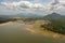 Lake and mountains. Tropical landscape of Sri Lanka.