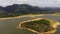 Lake and mountains. Tropical landscape of Sri Lanka.