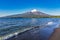 Lake, mountains and volcano beautiful landscape, Chile, Patagonia, South America