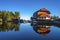 The lake Mummelsee and the mountain hotel in Seebach