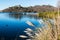 Lake Murray Reservoir and Floating Fishing Pier in San Diego