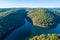 Lake Nepean and green forested hills.