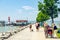 Lake Neusiedler Podersdorf busy tourist town full of tourists