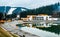 Lake and new relaxation building in Bukovel