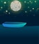 Lake night boat illustration