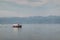Lake ohrid panorama with small boats, Macedonia
