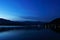 Lake Orta blue hour with island San Giulio