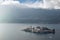 Lake Orta with San Giulio Island, aerial view, Italy