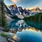 Lake panorama in national park, scenery background, nature, mountains