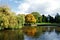 A lake in park in autumn