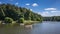 Lake in the park with boats in museum-reserve Tsaritsyno