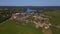 lake pasture woods field village in Czechia Great aerial top view flight drone