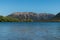 Lake Pearson southern alpine alps mountain range with clear blue sky background