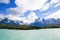 Lake Pehoe and Los Cuernos in Torres del Paine National Park in