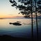 Lake and pine trees. Russian North. Island of Valaam, Republic o