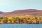 Lake Pontoosuc and Berkshire mountains in Autumn