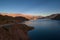 Lake Potrerillos, in Mendoza, Argentina, elevated view at dawn