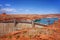 Lake Powell and Glen Canyon Dam in the Desert of Arizona,United States