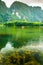 Lake reflection with mountains of Trang An Scenic Landscape, Ninh Binh, Vietnam