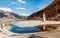 Lake Reschen at Reschen Pass, Vinschgau Valley, South Tyrol, Italy.