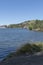 Lake Roberts shoreline with grass in southwest New Mexico.