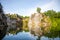 Lake and roks in Danzhou Stone Flower Caves, Geopark next to Haikou, Hainan, China