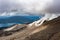 Lake Rotoaira seen from steaming Tongariro volcano in the New Zealand