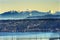 Lake Sammamish Residential Neighborhoods Snow Capped Cascade Mountains Issaquah Washington