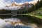 Lake San Vito di Cadore (lake Mosigo) in Boite valley in the domain of Mount Antelao also called King of the Dolomites. Italian D