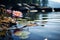 Lake scene free photo captures water lilies and picturesque rocks