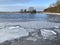 Lake Seliger in abnormally warm January 2020. Russia, Tver region