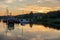 Lake in Sellin at sunset in Ruegen, Germany