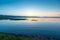 Lake Sevan in Armenia in the rays of the rising morning sun