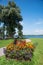 Lake shore chiemsee with flower planting