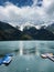 The lake and snowy mountains